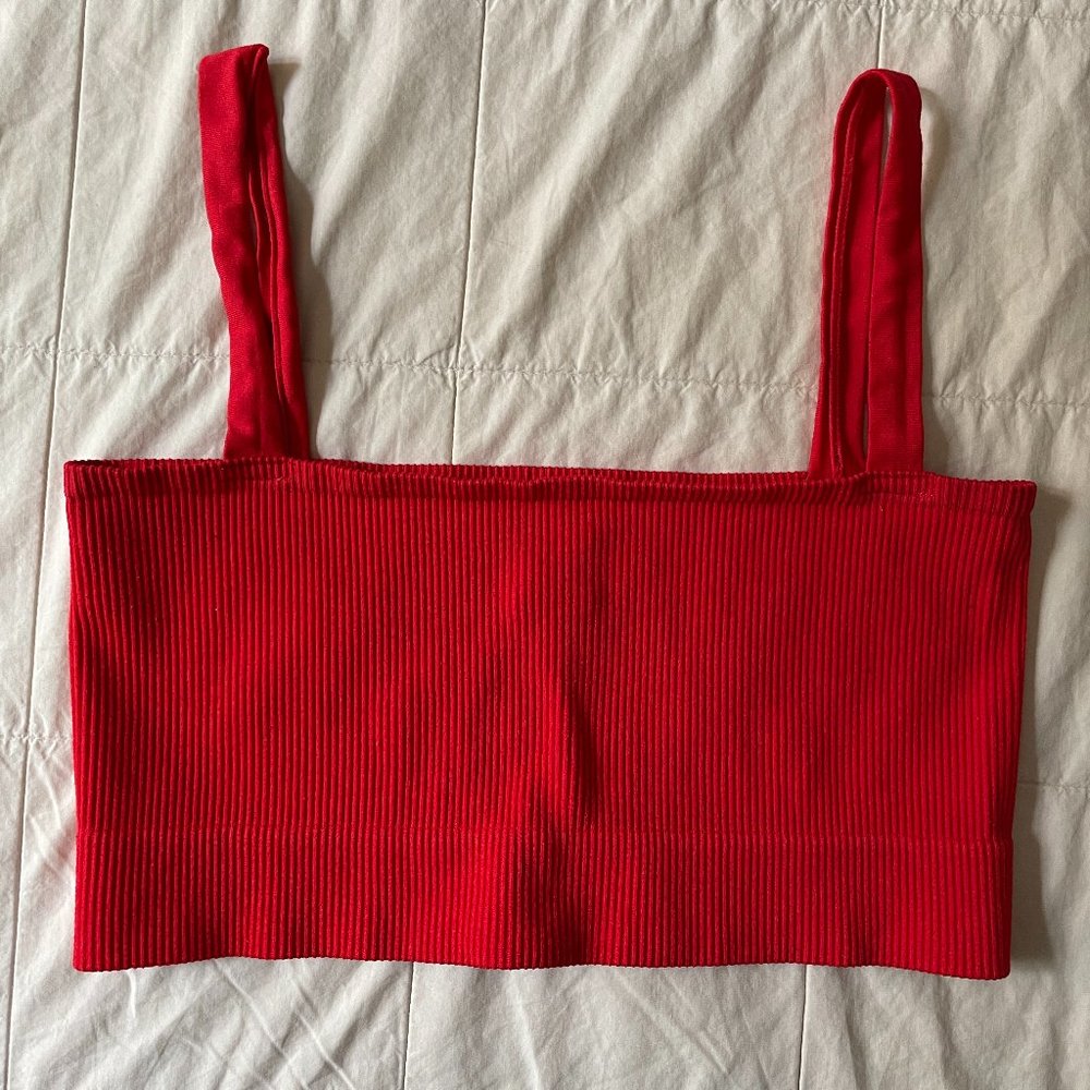 Urban Outfitters Red Ribbed Crop Tank Top XL